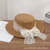 Sombrero de Paja de Ala Ancha con Lazo de Encaje Nuevo Estilo Coreano para Primavera y Verano Protección Solar Sombrero de Sol para Playa Fresco y Dulce Sombrero de Pescador