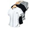 Em Estoque Estilo Fofo Camiseta Regular de Ombro com Manga Curta e Cintura Estampada, Emagrecedora, Versátil Versão Coreana, Ajuste Slim, Tamanho Plus, Top Levemente Gordinho para o Verão