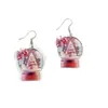 Pendientes Acrílicos Europeos y Americanos Bola de Nieve Navideña Pastel Árbol Pendientes de Moda con Lazo Rosa Navidad