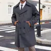 Comercio Exterior Amazon Abrigo de Trinchera de Lana para Hombre Otoño e Invierno Abrigo de Lana de Doble Botonadura de Longitud Media para Hombre Europeo y Americano
