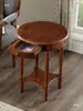 Mesa de Esquina Estilo Americano, Mesa Redonda Pequeña, Mesa Lateral Sólida de Madera para Sofá, Mesa de Café Redonda Pequeña, Soporte para Flores, Soporte para Teléfono Estilo Europeo, Mesa Lateral
