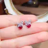 Aretes de Rubí Natural Populares al por Mayor de Fábrica con Incrustaciones de Plata S925 Piedra Principal 4*5 Joyería de Lujo Directo de Fábrica