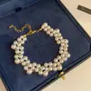 Collar de Perlas con Cuentas Doradas, Cadena para Clavícula Estilo Francés, Joyería de Lujo Ligero de Gama Alta de Nicho al por Mayor
