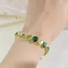 Moda Europea y Americana Verde Colorido Cristal Degradado Verde Cristal Asimétrico Conjunto de Collar y Pulsera Lujo Accesible Exquisito Gama Alta