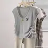 Projetado para ser Slim e Versátil, Estilo Coreano, Doce e Rejuvenescedor, Com Cordão de Laço, Plissado, Gola Redonda, Top de Tricô