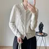 Loja Oficial Dan Nong de Xangai/Cardigan de Tricô com Gola Lapela e Acabamento em Renda, Gola Redonda Baixa, Top Simples de Lã