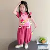 Conjunto de Verão para Meninas 2026 Nova Moda Vestido de Verão para Bebê Menina Conjunto Fino Fofo de Duas Peças com Manga Curta para Crianças