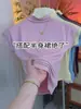 Camiseta de Meia-Gola com Mangas Bufantes de Alta Qualidade para Primavera e Verão Feminina, Estilosa e Versátil, Top de Manga Curta Acinturado