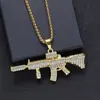 Collar de Hip Hop Europeo y Americano Collar con Forma de Pistola Colgante de Pistola con Cadena Cuadrada de Acero Inoxidable Perla