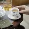 Xícara de Chá Alta com Design de Bambu Pintado à Mão Estilo Dinastia Tang e Song, Conjunto de Chá de Cerâmica, Utensílio Doméstico, Xícara para Degustação de Chá, Copo Individual de Erudito