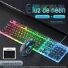 Direto da fábrica punk keycap teclado com fio mouse terno luz sensação mecânica jogo de computador geração universal