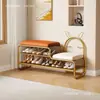 Banqueta Super Estreita 25CM de Largura para Trocar Sapatos Pai e Filho Estilo Creme para Entrada de Casa Sapateira Integrada
