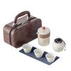 Juego de Té de Viaje de Porcelana Blanca de Dehua con Logo Personalizado Rima de Bambú Dorado Portátil para Exterior Rima Antigua Juego de Té Kung Fu Juego Pequeño