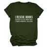 Rescato Libros Amazon Ebay Sitio Independiente Casual Simple Cómoda Camiseta de Manga Corta con Cuello Redondo para Mujer