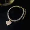 Tobillera Dingka de Gama Alta Super Brillante con Corazón Lleno de Diamantes para Mujer Verano Exquisita Versátil Joyería para el Pie de Playa Aliexpress