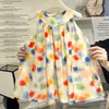 Saia Feminina Verão Estilo Coreano Meninas Mori Art Estampa Colorida Barra Larga Vestido Regata Sem Manga Vestido Infantil
