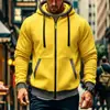 Sudadera con capucha y mangas largas de color liso y bloques de color para hombre, superventas transfronteriza, con cordón y cierre de cremallera, en un estilo deportivo casual de color liso