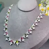 Colar de Turmalina Multi-Pedra Natural 4X5Mm, as Cores São Lindas, Cada Pedra é uma Peça de Qualidade Premium, Finamente Trabalhado com Prata S925