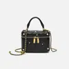 Bolsa Pequena Caixa com Corrente Rombos Tachados Estilo Chanel Coreano para Mulheres, Novo Modelo 2026, Textura de Alta Qualidade, Bolsa de Ombro Único Transversal