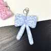 Chaveiro Fofo de Laço Coreano, Pingente de Bolsa de Pelúcia Leopardo Fashion para Menina, Acessório de Laço de Alta Qualidade