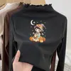 Camiseta de Manga Larga Estilo Coreano para Niñas 2026 Nuevo Estilo Polar con Volantes Simple Elegante Moda Casual Top