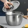 Contenedor Premium de Manteca para el Hogar, Recipiente de Aceite de Acero Inoxidable 304, Bol para Batir Huevos con Tapa, Recipiente de Cocina, Olla Portátil para Colar Aceite, Recipiente para Filtrar Aceite