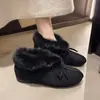 Mocasines de Plataforma Retro de Terciopelo para Mujer Zapatos Birkenstock 2026 Otoño/Invierno Nuevos Zapatos de Algodón Peludos sin Cordones