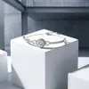 Pulseira Yalihua de Prata 925 para Mulheres, Moda Ol Geométrica Redonda Joia de Nicho de Luxo Leve, Joia para Bem-Estar de Funcionários