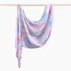 Lenço longo versátil de seda com estampa digital aquarela Bali, mais vendido na primavera e no outono, xale fino e lenço de cabeça da moda