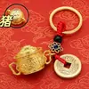 Estilo Étnico Chinês Bacia da Sorte do Zodíaco Pingente de Chaveiro para Joias Acessório de Metal Presente de Luxo para Homens e Mulheres Venda por Atacado