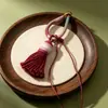 Color degradado tejido a mano nudo Vajra borla hilo de algodón anillo para dedo hebilla llavero colgante para bolso accesorio colgante para solapa