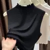 Suéter de Punto Ligero, Suave y Flexible con Cuello Falso, Chaleco de Capa Versátil de Alta Gama para Mujer, Camisa Base de Cuello Alto para Otoño e Invierno
