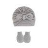 Fuente transfronteriza gorro fetal para bebé guantes antiarañazos juego de 2 piezas gorro pullover para bebé gorro indio gorro de orejas de conejo comercio exterior europeo y americano