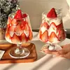 Temporada Romántica de Fresas Otoño e Invierno Copa Alta de Vino Tinto Decoración de Pastel Navidad Crema Fruta Taza de Brandy de Fresa Postre