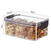Cozinha multi-grãos macarrão armazenamento jarra nozes doces produtos secos frasco de armazenamento quadrado transparente fivela jarra de armazenamento seco