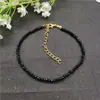 Moda Europea y Americana 2025 Nuevo Tobillera Negra de Cristal Facetado de 3 mm Bohemio Playa Tobillera para Mujer