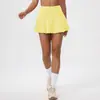 Saia Curta Esportiva de Tênis para Mulheres, Verão Cintura Alta Secagem Rápida Corrida Fitness Yoga Anti-Exposição Calça Saia Duas Peças 22333