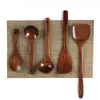 Espátula para Wok Kemu Cucharón Juego de Utensilios de Cocina Espátula para Saltear Espátula Doméstica Espátula para Wok Espátula de Madera para Cocinar Cuchara Cuchara para Saltear