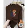 Camiseta Térmica de Manga Larga para Niños Tierna para Niños Medianos y Mayores Nuevo Estilo 2026 para Niñas Capa Interior Cálida Forro Polar Térmico Cuello Semi-Alto