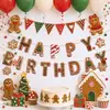 Bandera de Tirar de Cumpleaños Estilo Postre Navideño de Dibujos Animados Elementos de Galleta Pancarta de Letras Adorno para Pastel