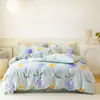 Juego de Ropa de Cama de Cuatro Piezas Floral de Primavera 100% Algodón para Uso en el Hogar, Funda de Edredón Suave de Algodón Puro, Sábana Bajera Matrimonial, Juego de Cuatro Piezas para Todas las Estaciones