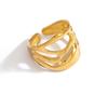 Joia de Mão Irregular Transfronteiriça Aço Titânio Geométrico Abertura Irregular Estilo Ins Anel Cor Dourado 18K Conservador de Cor
