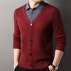 Hengyuanxiang Tejido de punto falso de dos piezas para hombre 2024 Otoño e Invierno Nuevo Suéter de alta gama con combinación de colores Suéter con cuello de camisa para hombre