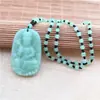 Collar de suéter largo y chic con colgante de vidrio imitación jade y colgante de amatista rosa de la suerte, estilo coreano para mujer, combinable