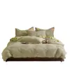 Juego de ropa de cama jacquard teñido en hilo de algodón de estilo vintage, juego de cuatro piezas de algodón puro, sábana de cama tejida gruesa, funda de edredón, sábana bajera, grado A para maternidad e infantil