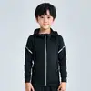 Jaqueta esportiva infantil, com capuz, zíper, secagem rápida, respirável, para corrida e fitness, top de treino refletivo para meninos