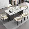 Mesa de centro y juego de sillas de losa de roca de lujo ligero, moderno y simple, adecuado para el hogar, la oficina, el balcón, mesa de centro pequeña con tetera integrada