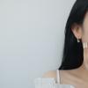 S925 Plata Esterlina Borla Hebilla de Oreja Mujeres 2022 Nuevo Arete de Tuerca de Oreja con Cuentas Redondas Moderno Aretes Anillo de Oreja Joyería para la Oreja Otoño e Invierno