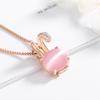 Zodíaco Coelho moda hibisco Pedra coelho colar feminino cristal rosa ins luz de luxo bonito coelho clavícula cadeia acessórios