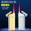Encendedor delgado, portátil, recargable, a prueba de viento, encendedor de cigarros, cuerpo de metal, encendedor de regalo promocional, moderno